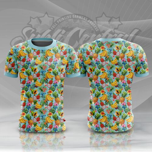 Summer with Fruits Design Full Print Roundneck Shirt Thumbnail