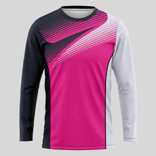 Pink Linear Pattern Full Print Long Sleeve Shirt Thumbnail