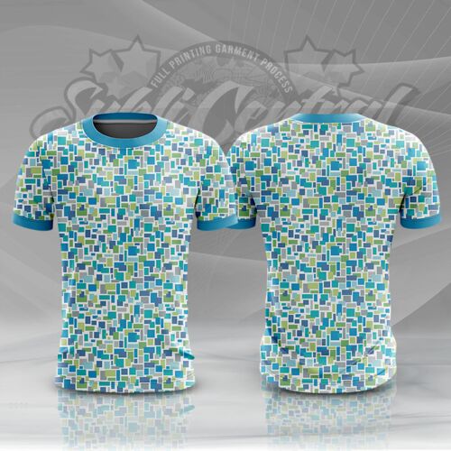 Geometry Squares Design Full Print Roundneck Shirt Thumbnail