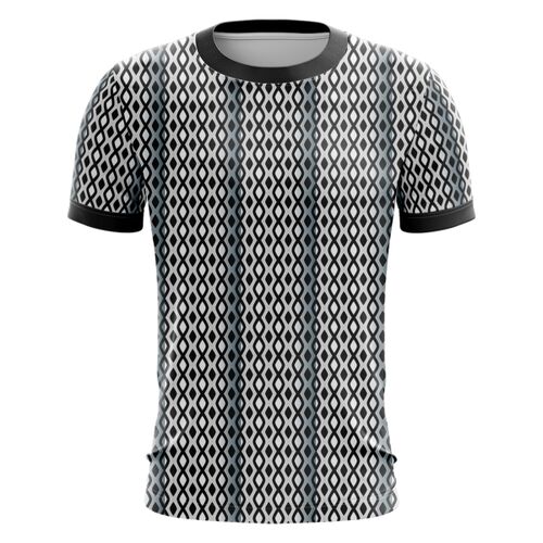 Black and White Diamonds Design Full Print Roundneck Shirt Thumbnail