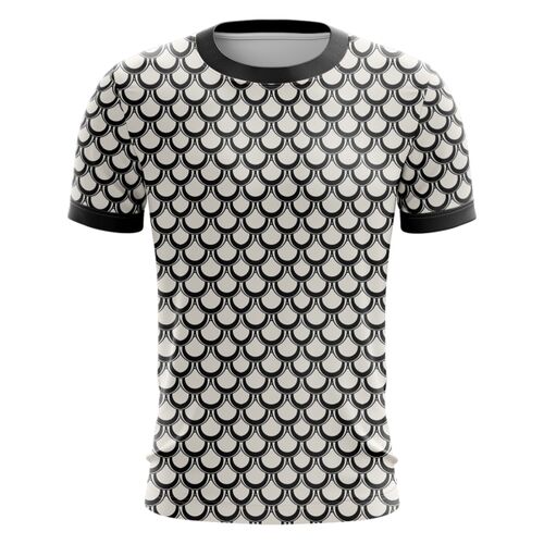 Black and White Scales Design Full Print Roundneck Shirt Thumbnail