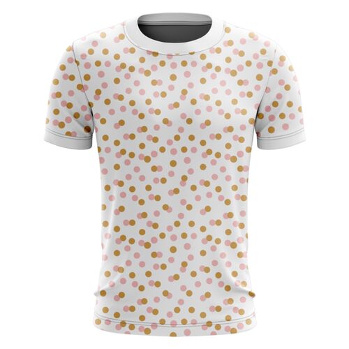 Gold and Pink Circle Design Full Print Roundneck Shirt Thumbnail