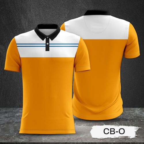 White and Orange Combination Full Sublimation Polo Shirt Thumbnail