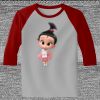 Raglan 3/4 Roundneck Shirt (Gray Body) Thumbnail
